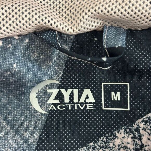 ZYIA Activewear Geometric Radical Bomber Full Zip Hooded Windbreaker Jacket, M - Picture 5 of 12
